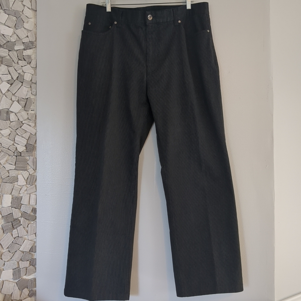 NWOT Guy Laroche Paris Pants Mens 38 Chino Black Stripe Business Formal Casual